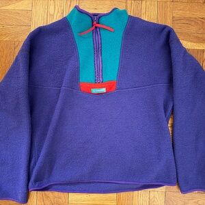 Vintage Columbia Colorblock Fleece Men’s Pullover in Purple, Teal & Red